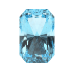 Blue emerald cut moissanite